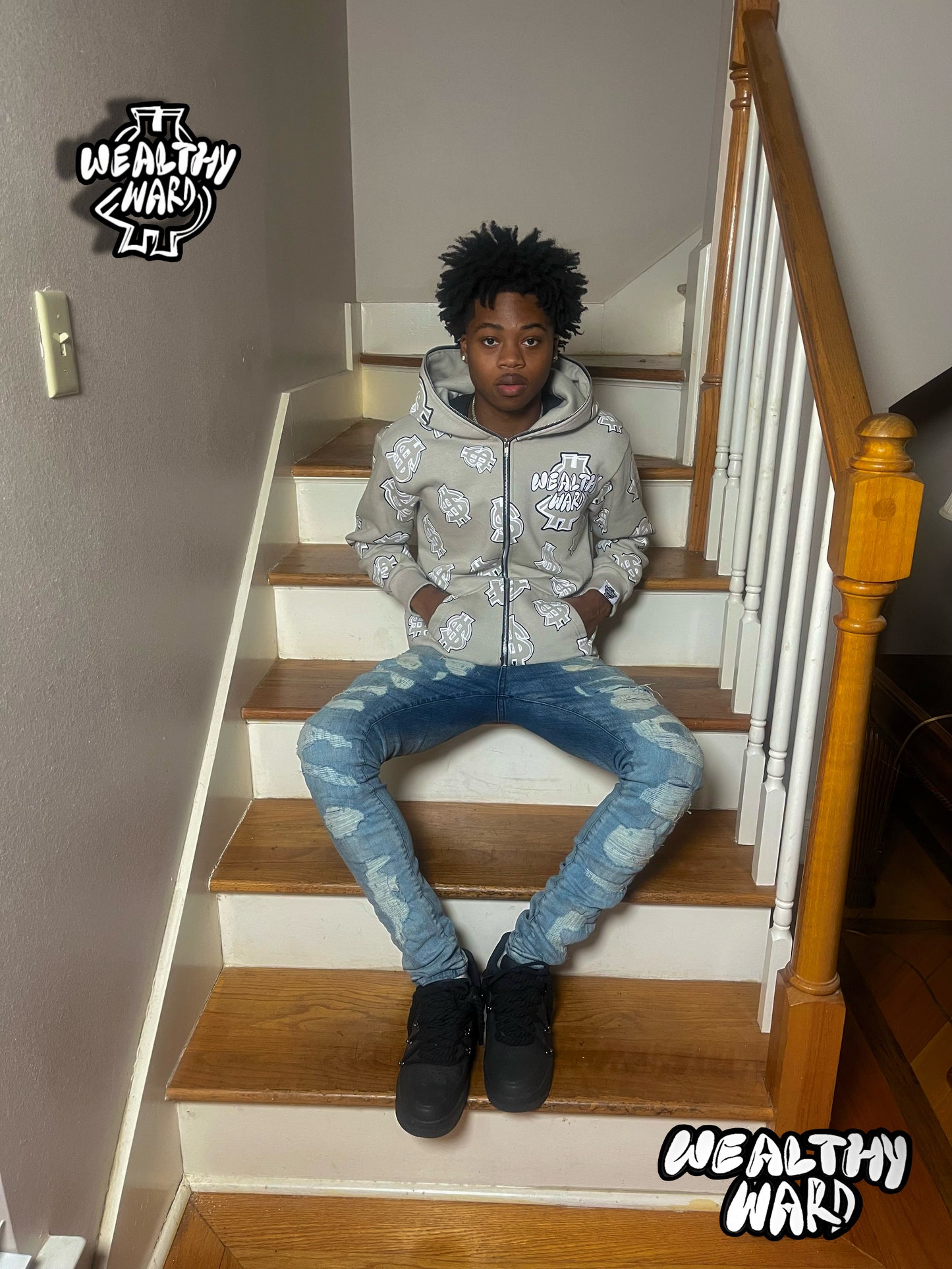 Wealthy Ward Full Zip - Up Hoodie (Gray)