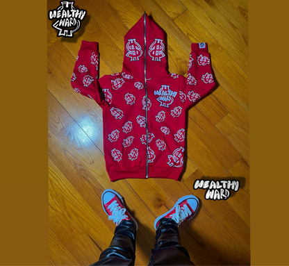 Wealthy Ward Full Zip - Up Hoodie (Red)