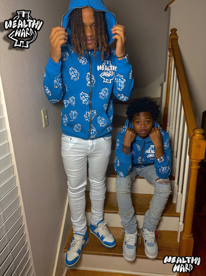 Wealthy Ward Full Zip - Up Hoodie (Blue)