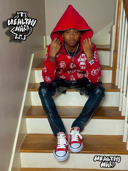 Wealthy Ward Full Zip - Up Hoodie (Red)
