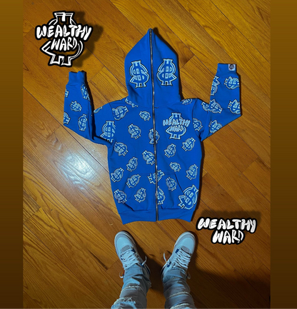 Wealthy Ward Full Zip - Up Hoodie (Blue)